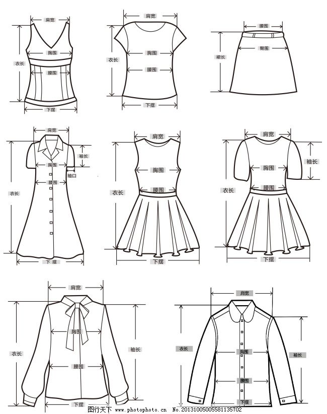 上衣测量示意 _裙子腰围测量_测量裙子前总长_裤子怎么测量- 楚楚之家