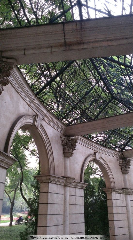 亭廊 庭院 花园 走廊 欧式 建筑摄影 建筑园林