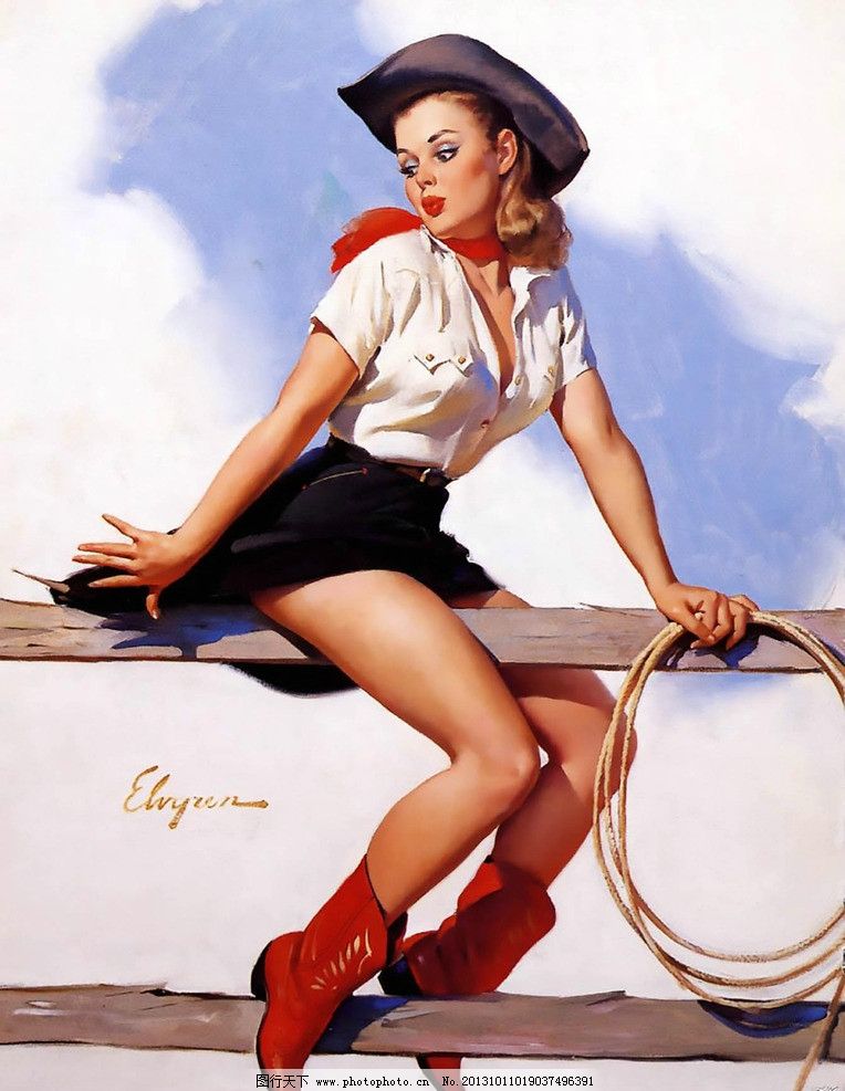 欧美复古招贴画 复古欧美美女 插画设计素材 欧美美女 复古美女 人物 绘画 美女招贴画 绘画书法 文化艺术 设计 Pin up girl 欧美复古美女招贴画 女性妇女 人物图库 300DPI JPG 美女 牛仔 600DPI