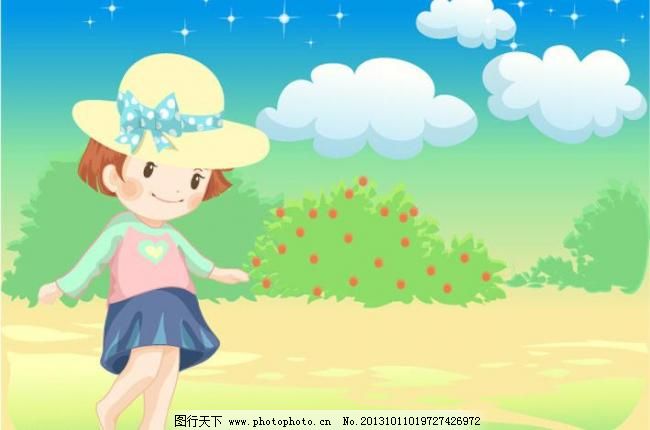 女孩图片自然风景漫画女生小卡通插画a女孩图片