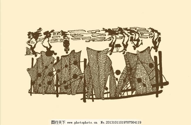 风景装饰画模板下载 风景装饰画 图案 风景 插画 插图 版画 简笔画