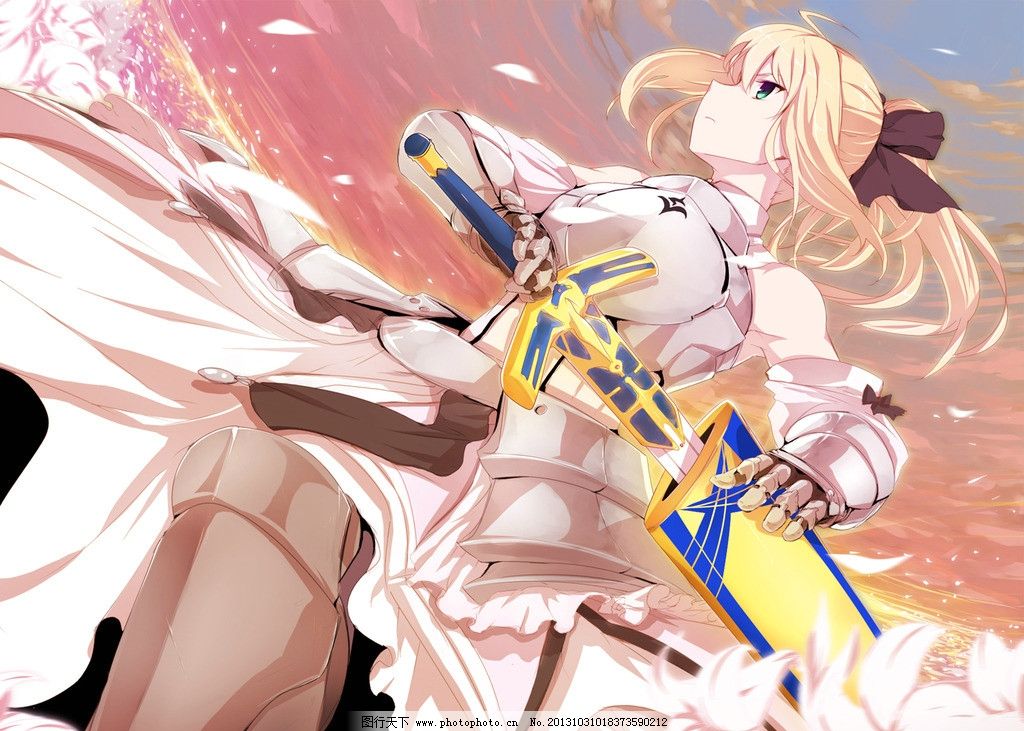 阿尔托莉雅 动漫 型月 fate saber lily 白saber 黄金剑 动漫人物