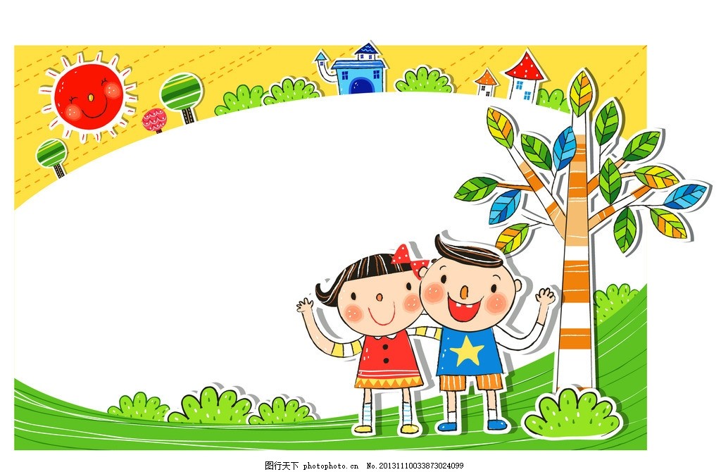 招手的小孩 小孩和绿地 小孩 孩子 绿地 绿树 大树 树叶 树木 太阳 房子 插画 水彩 背景画 卡通 梦幻 图画素材 童话世界 背景素材 卡通人物 梦想世界 儿童世界 漫画 梦幻世界 卡通设计 幼儿卡通 矢量卡通插画 矢量素材 其他矢量 矢量 EPS