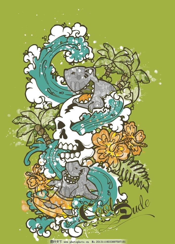 鲨鱼 涂鸦 骷髅头 动物印花 卡通 儿童 T恤印花 儿童印花 印花 服装印花 图案 图形设计 创意插画 插画 创意 创意设计 时尚 图案设计 卡通画 可爱卡通 装饰画 时尚色彩 卡通底纹 本本封面 儿童服装 儿童绘画 服装印花图案一 矢量素材 其他矢量 矢量 CDR