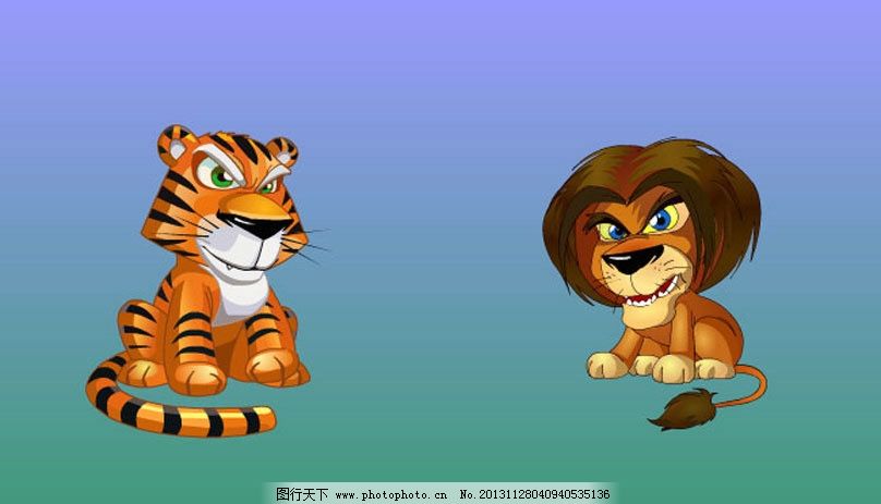 老虎和狮子卡通动画