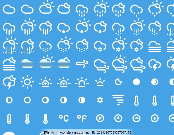 天气温度符号|温度计和雪花,冬季寒冷的天气符号