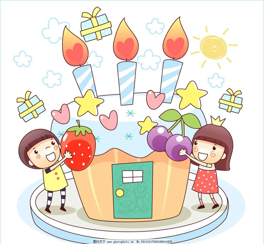 生日蛋糕 生日 蛋糕 水果蛋糕 草莓 蜡烛 女孩 孩子 儿童 儿童乐园 卡通 卡通乐园 儿童绘画 卡通插画 卡通人物 卡通形象 铅笔画 梦想天空 铅笔彩色画 幼儿绘画 儿童世界 卡通设计 广告设计 矢量 EPS