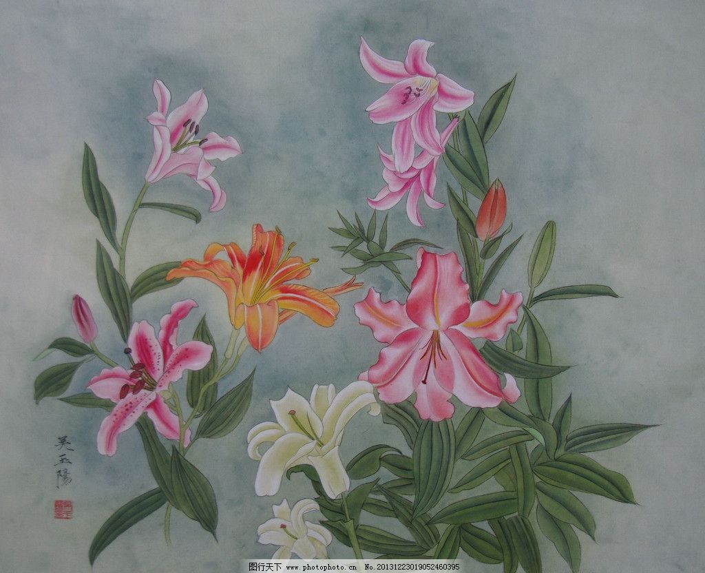 重彩画花|彼岸花.云南重彩画