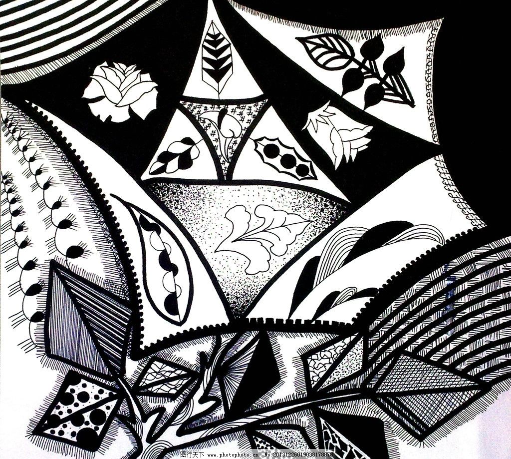 黑白装饰画花朵 黑白 装饰 花朵 抽象 圆形 平面 构成 绘画书法 文化