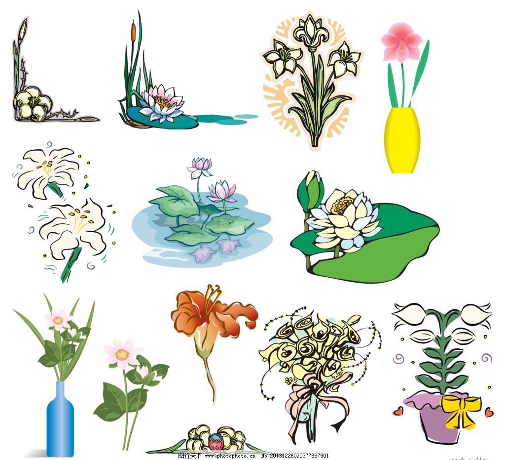 手绘花卉 手绘百合 百合 马蹄莲 花盆 花瓶 荷花 荷叶 百合移门 百合图案 手绘花纹 精美花纹 手绘花朵 移门花纹 欧式复古 花纹 背景 花纹背景 梦幻 壁纸设计 移门图案 清新花纹 百合墙纸 时尚 装饰 设计 花边花纹 底纹边框 118DPI PNG