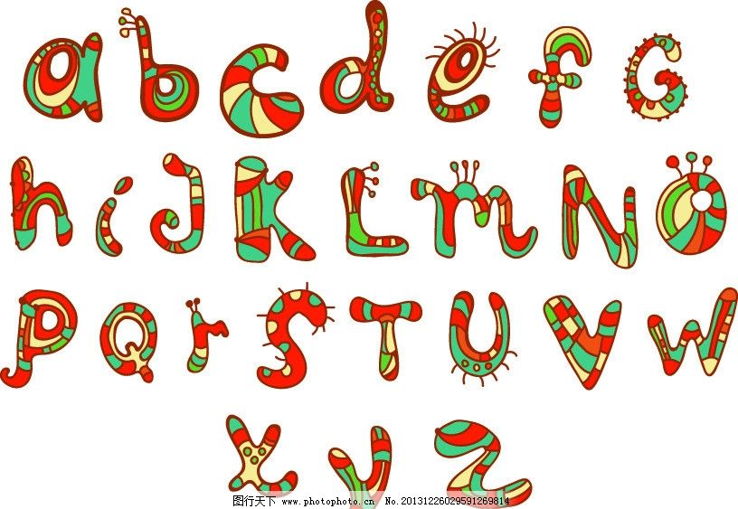 卡通字母 字母 英文字母 字母矢量素材 英文字体 拼音 可爱 符号 字母主题 广告设计矢量素材 广告设计 矢量 EPS