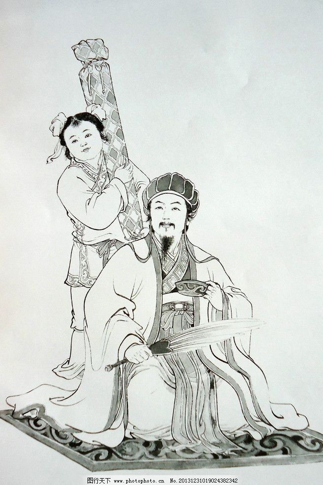 诸葛亮 诸葛孔明 三国人物 工笔画 绘画 美术 白描 线描 李云中 传统人物画 绘画书法 文化艺术 设计 72DPI JPG