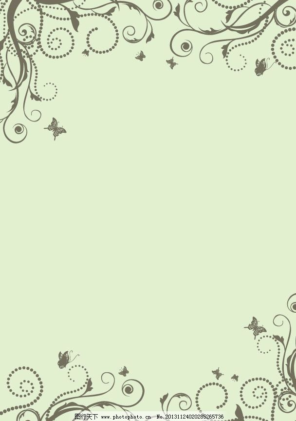 黄色背景 绿色底纹 树枝 枝条 线条 花枝 枝叶 欧式底